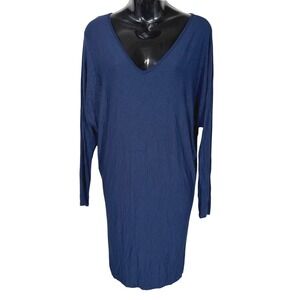 Tobi Womens Blue Long Sleeve V Neck‎ Casual T Shirt Dress Soft Comfycore Medium